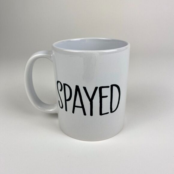 "Spayed" Mug Woman Feminist Gift Office Decor Funny Sterilization Coffee Mug - Picture 3 of 6